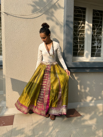 Mehndi Gulab silk skirt