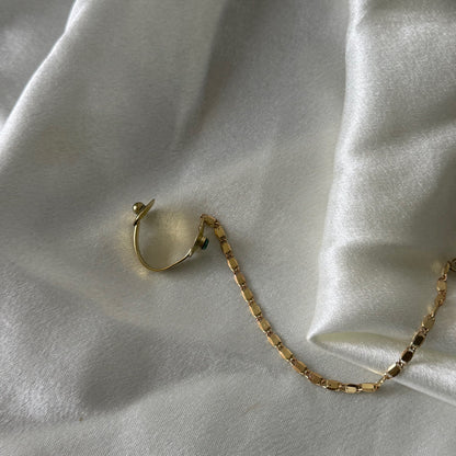 Nose - Single Ear flower drop sculptural chain