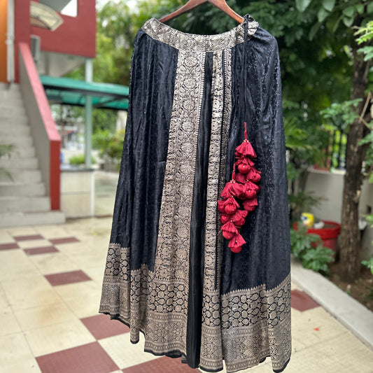 Classic black and antique gold saree skirt