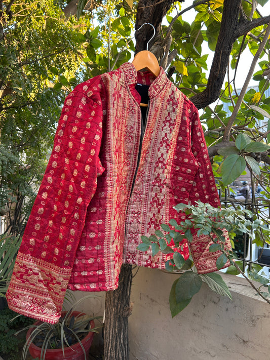 Ever red old saree jacket