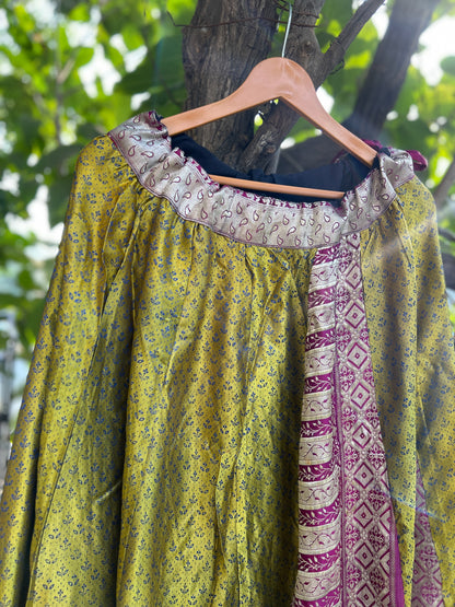 Mehndi Gulab silk skirt