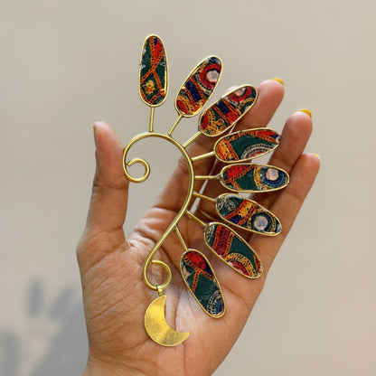 MACAW - multi color & brass gold earcuff
