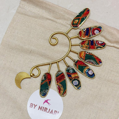 MACAW - multi color & brass gold earcuff