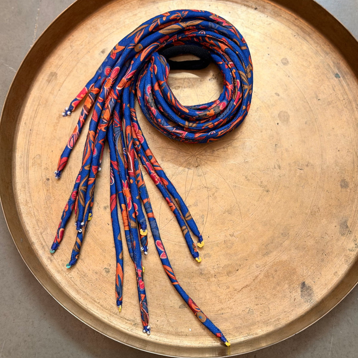 Blue floral Hair strings 21 inch with rubber band