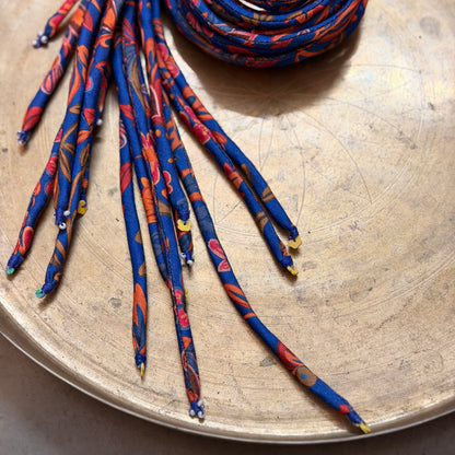 Blue floral Hair strings 21 inch with rubber band